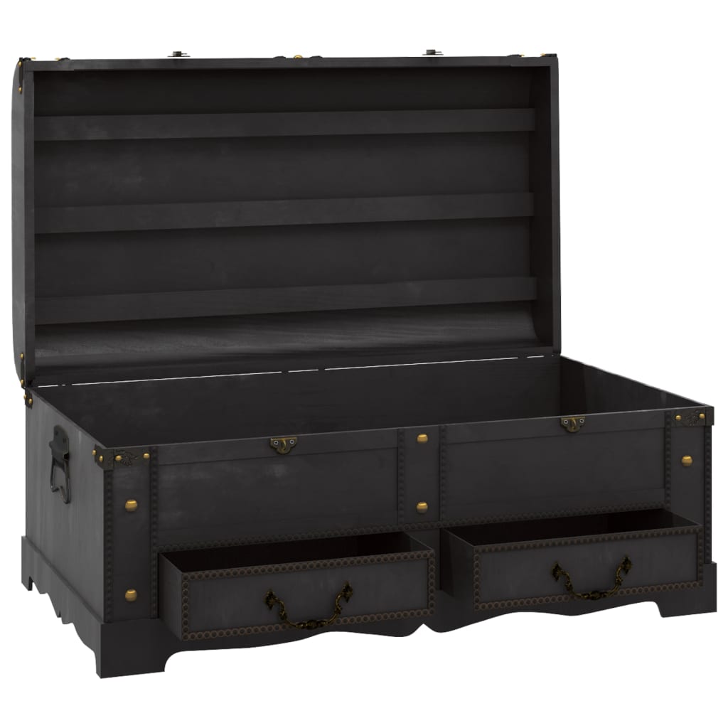 Coffre De Rangement En Bois Large Noir