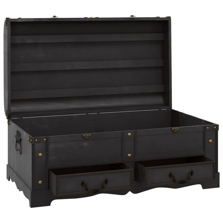Coffre De Rangement En Bois Large Noir