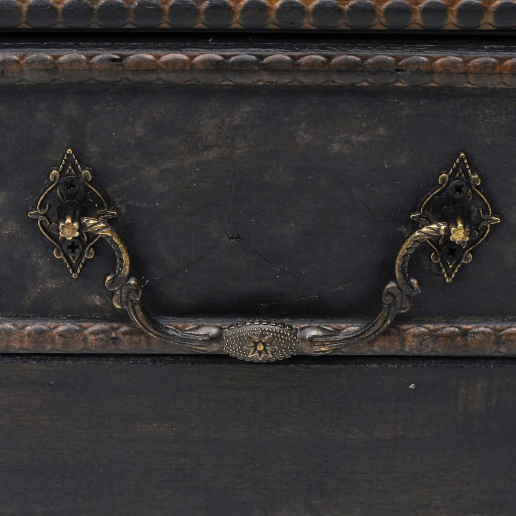 Coffre De Rangement En Bois Large Noir