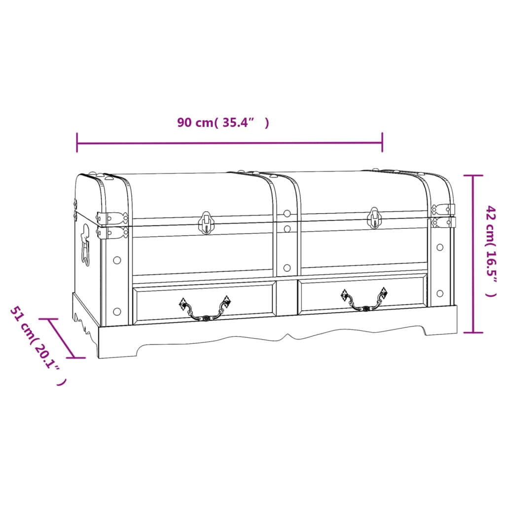Coffre De Rangement En Bois Large Noir
