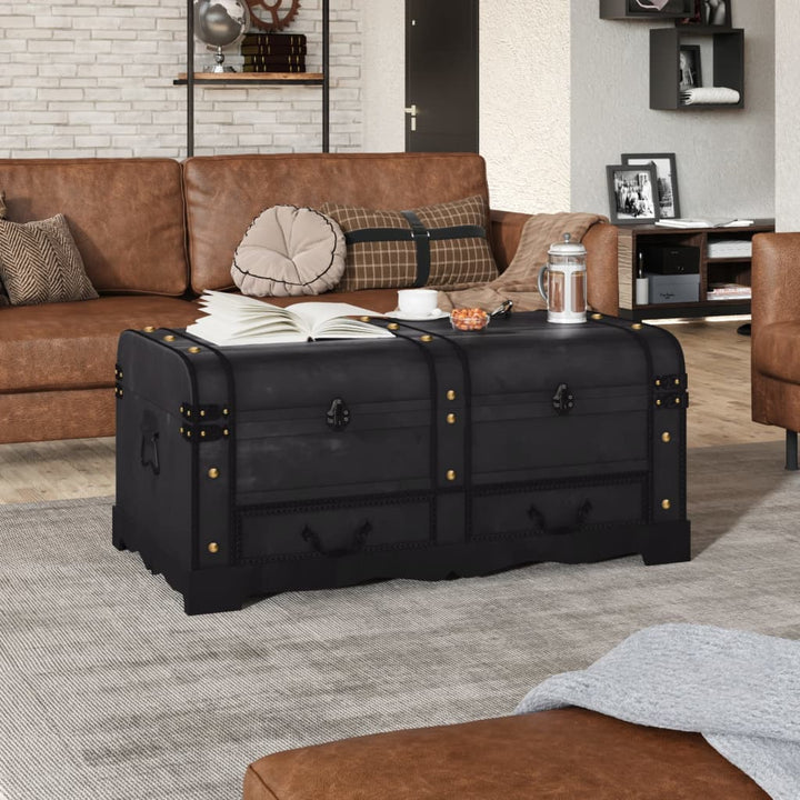 Coffre De Rangement En Bois Large Noir