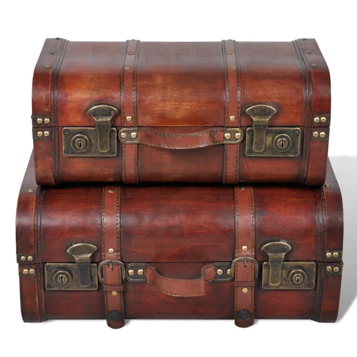 Coffre De Rangement Vintage Bois Marron 2 Pcs