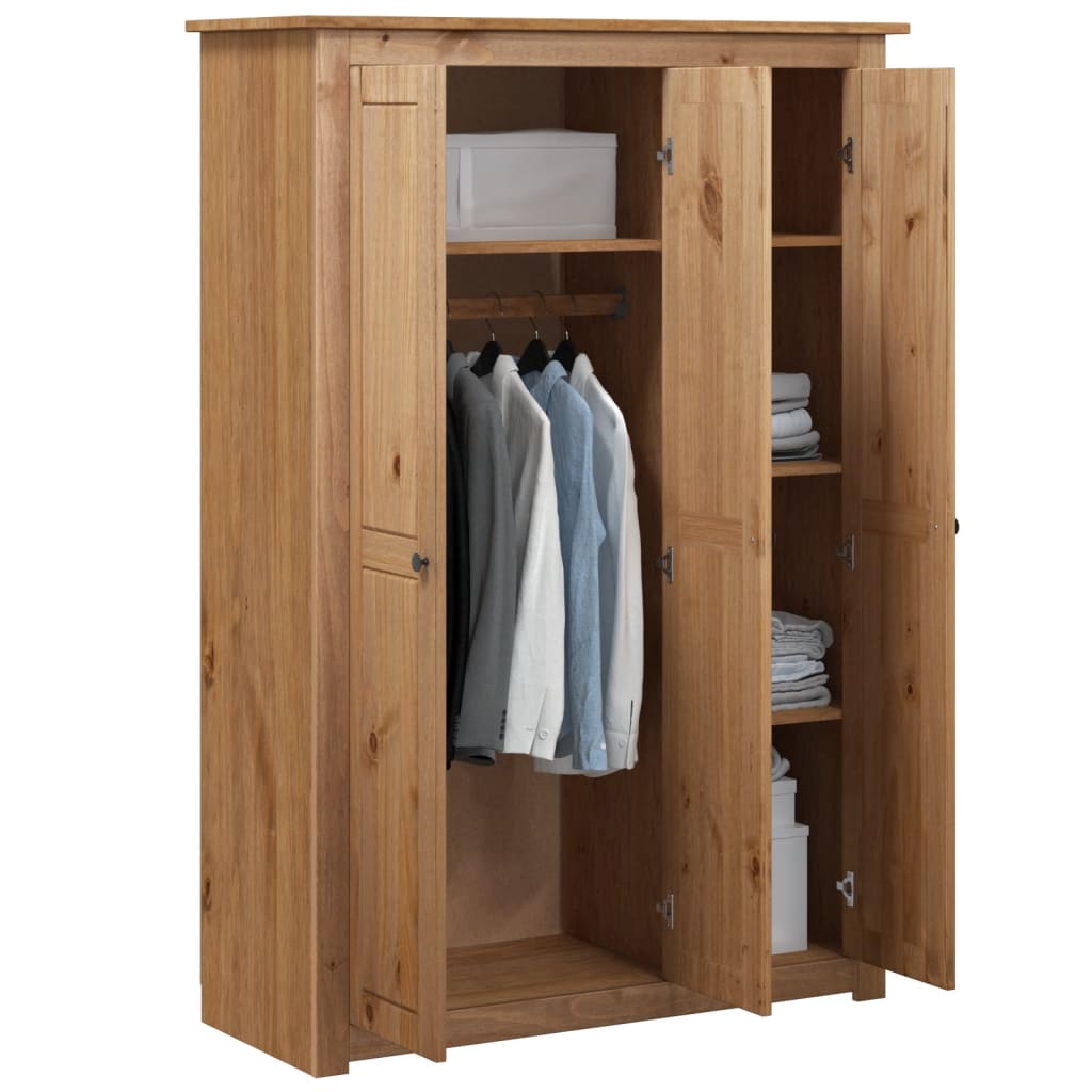 Garde-Robe À 3 Portes 118X50X171,5 Cm Pin Assortiment Panama Marron