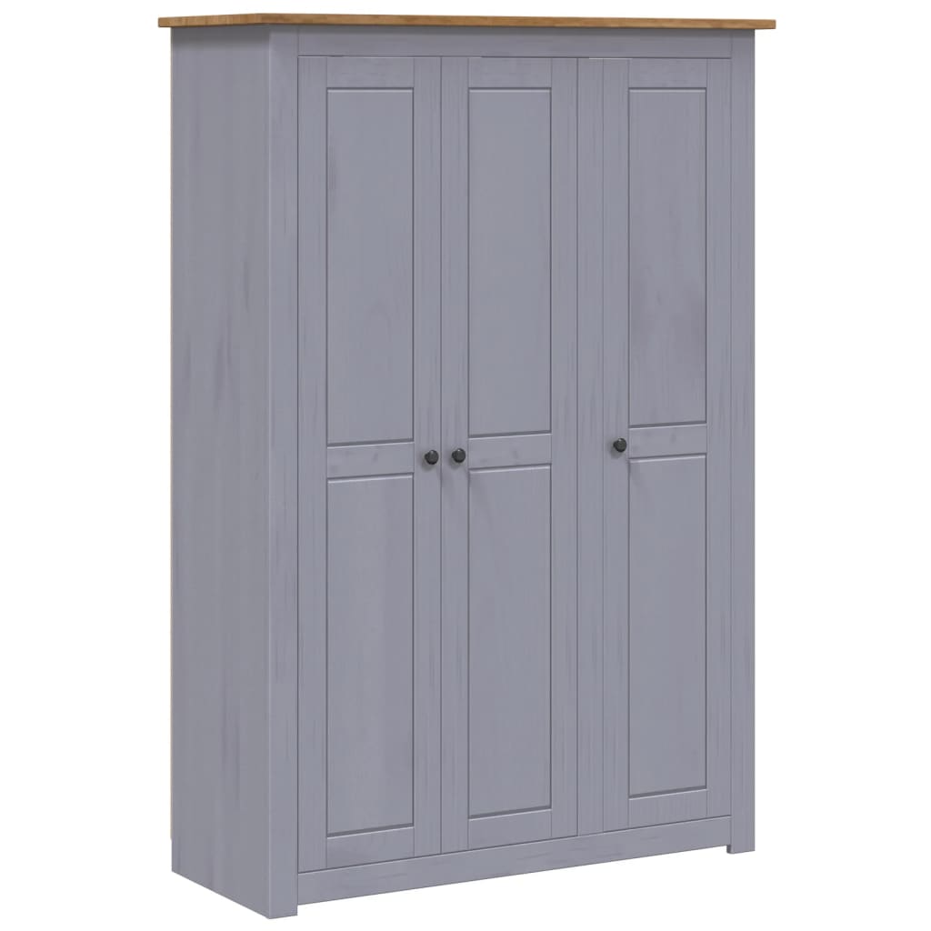 Garde-Robe 3 Portes 118X50X171,5 Cm Pin Assortiment Panama Gris