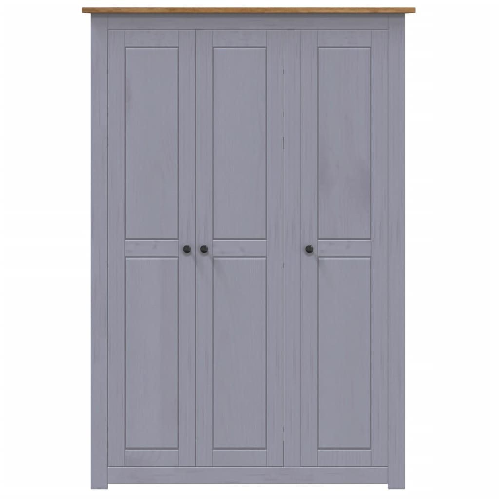 Garde-Robe 3 Portes 118X50X171,5 Cm Pin Assortiment Panama Gris