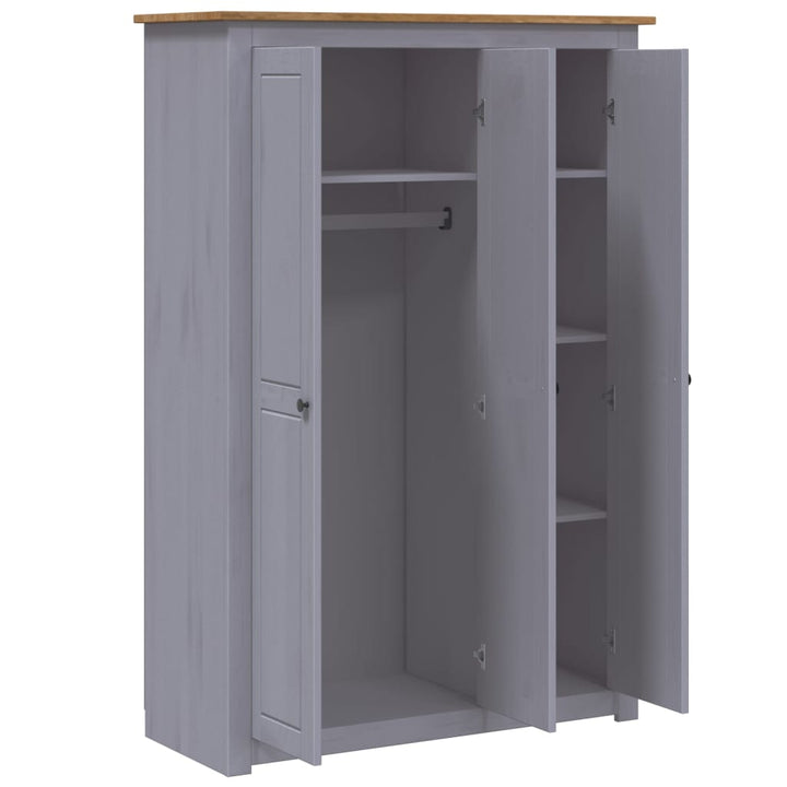 Garde-Robe 3 Portes 118X50X171,5 Cm Pin Assortiment Panama Gris