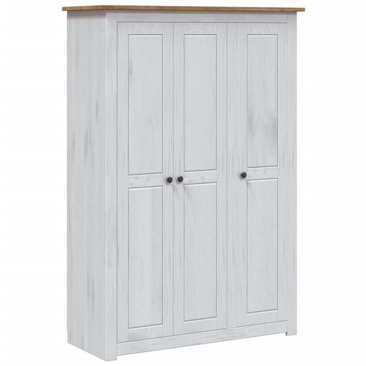 Garde-Robe 3 Portes 118X50X171,5Cm Pin Assortiment Panama Blanc
