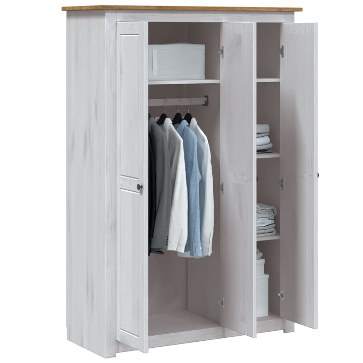 Garde-Robe 3 Portes 118X50X171,5Cm Pin Assortiment Panama Blanc