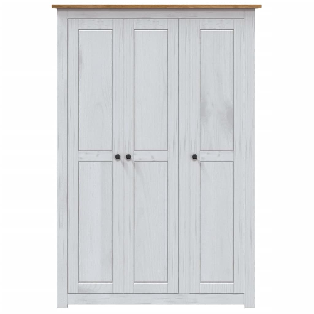 Garde-Robe 3 Portes 118X50X171,5Cm Pin Assortiment Panama Blanc