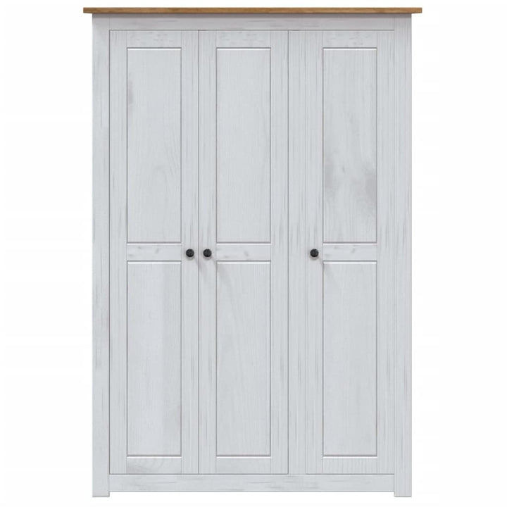 Garde-Robe 3 Portes 118X50X171,5Cm Pin Assortiment Panama Blanc