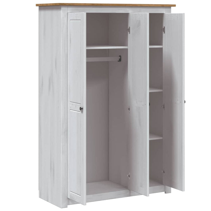 Garde-Robe 3 Portes 118X50X171,5Cm Pin Assortiment Panama Blanc