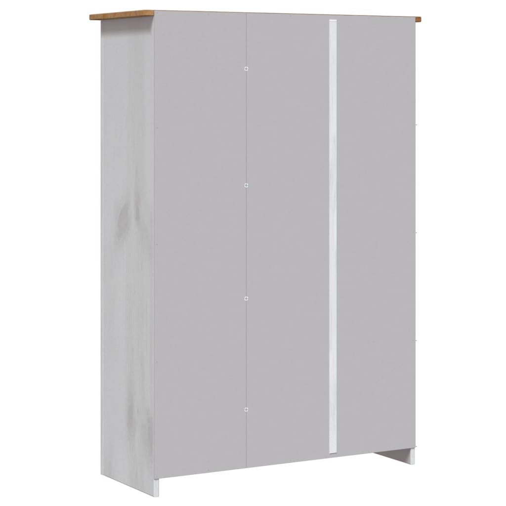 Garde-Robe 3 Portes 118X50X171,5Cm Pin Assortiment Panama Blanc