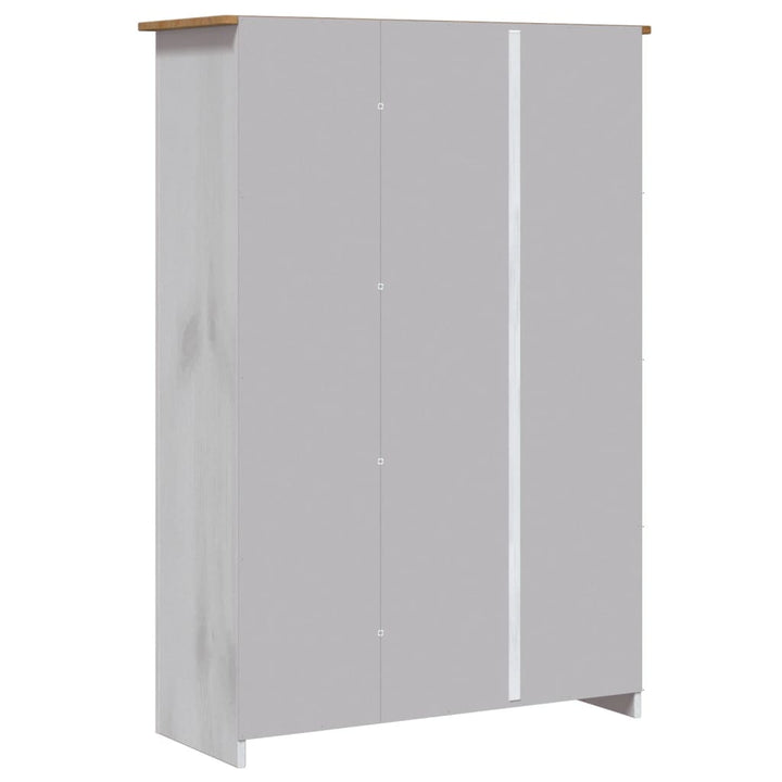 Garde-Robe 3 Portes 118X50X171,5Cm Pin Assortiment Panama Blanc