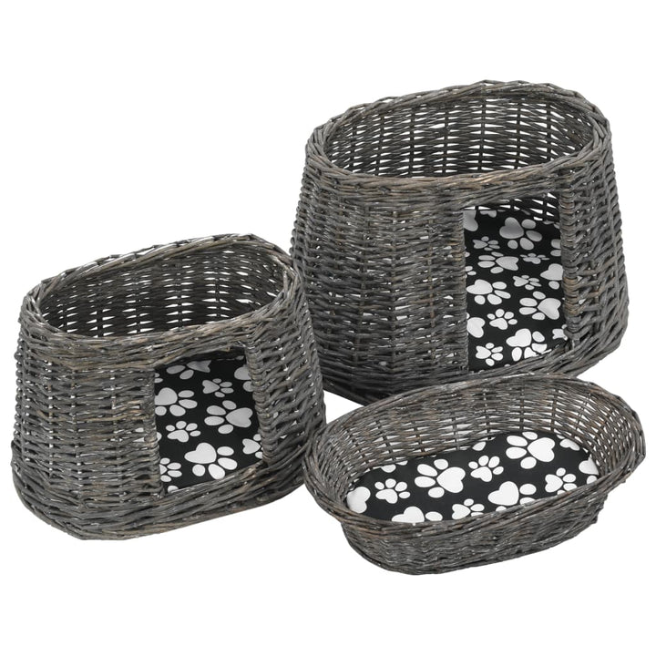 Jeu De Panier Pour Chats 3 Pcs Avec Coussins 47X34X60 Cm