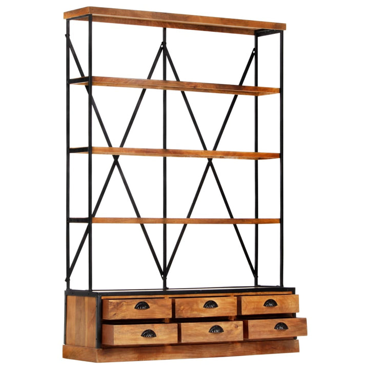 Bibliothèque À 4 Étagères Avec 6 Tiroirs 122X36X181 Cm Manguier