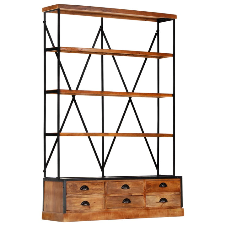 Bibliothèque À 4 Étagères Avec 6 Tiroirs 122X36X181 Cm Manguier