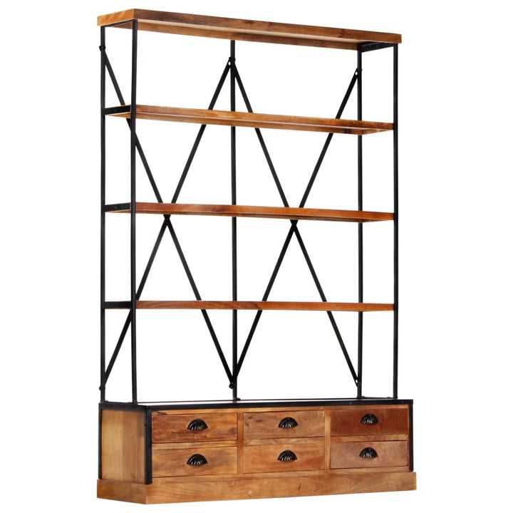 Bibliothèque À 4 Étagères Avec 6 Tiroirs 122X36X181 Cm Manguier