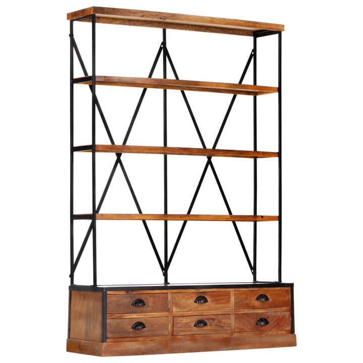 Bibliothèque À 4 Étagères Avec 6 Tiroirs 122X36X181 Cm Manguier