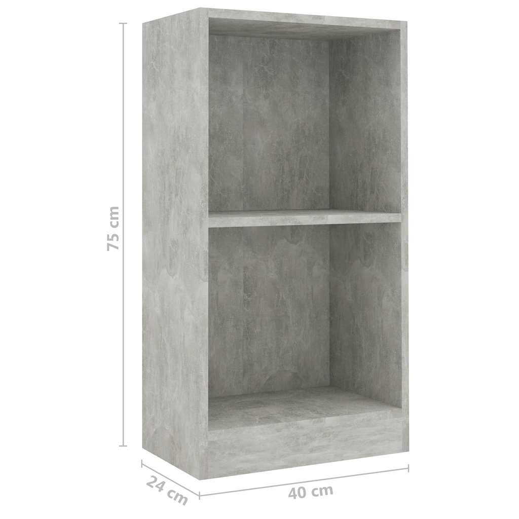 Bibliothèque 40X24X Bois D'ingénierie Gris Béton