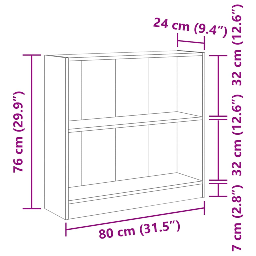 Bibliothèque 80X24X Bois D'ingénierie Chêne Sonoma