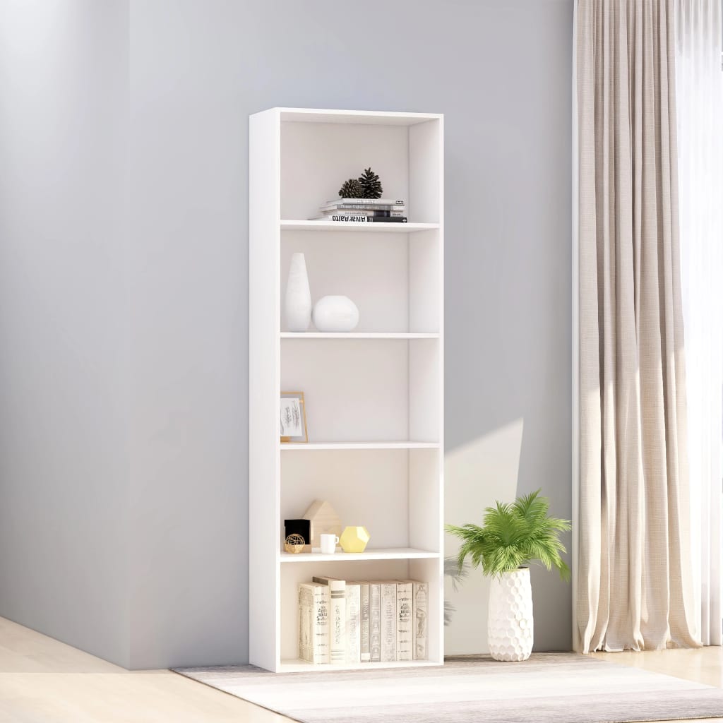 Bibliothèque À 5 Niveaux 60X30X Bois D'ingénierie Blanc
