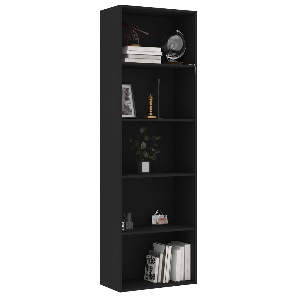 Bibliothèque À 5 Niveaux 60X30X Bois D'ingénierie Noir