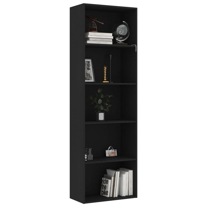 Bibliothèque À 5 Niveaux 60X30X Bois D'ingénierie Noir