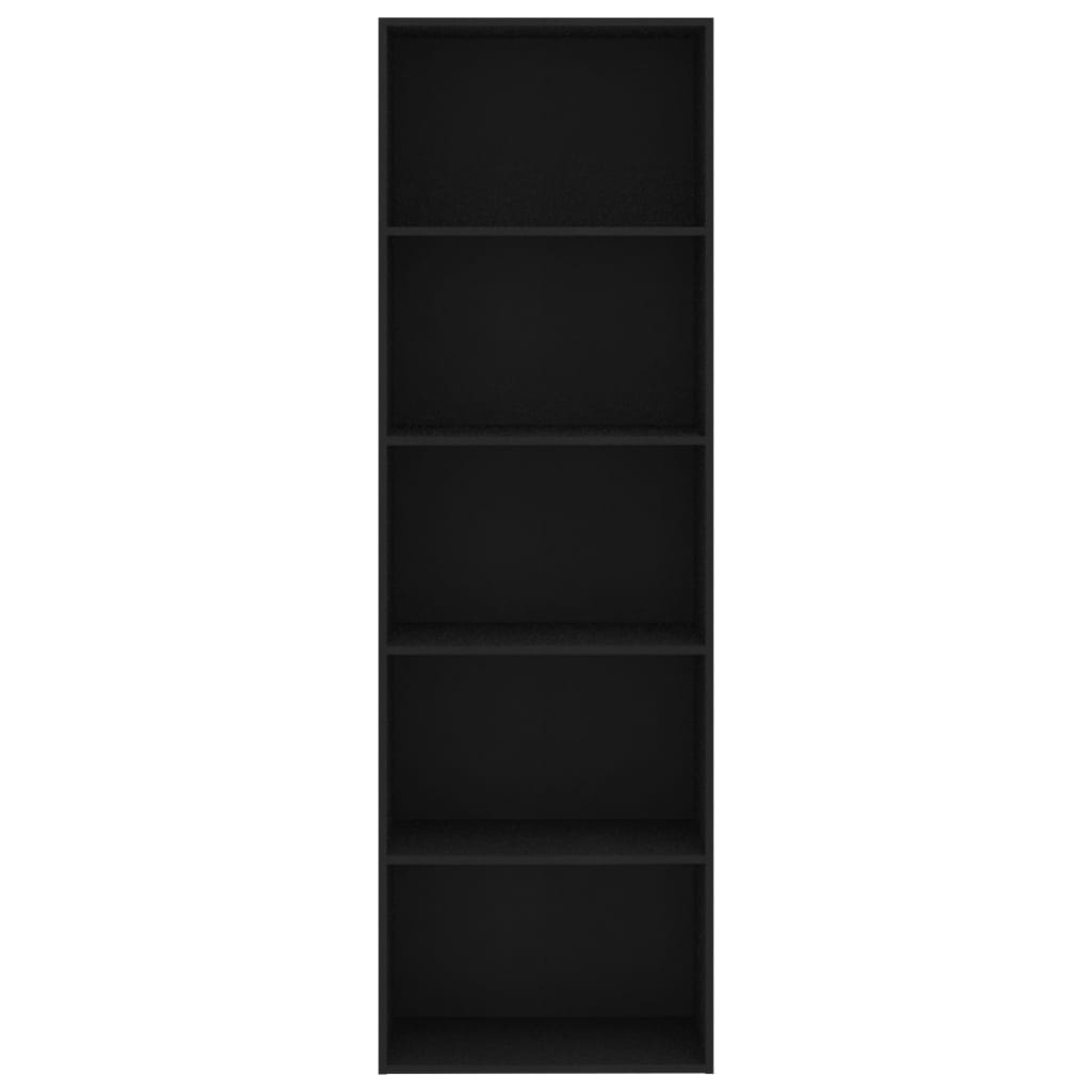 Bibliothèque À 5 Niveaux 60X30X Bois D'ingénierie Noir