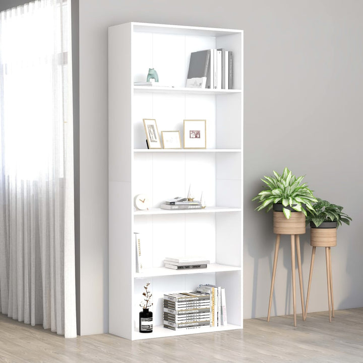 Bibliothèque À 5 Niveaux 60X30X Bois D'ingénierie Blanc