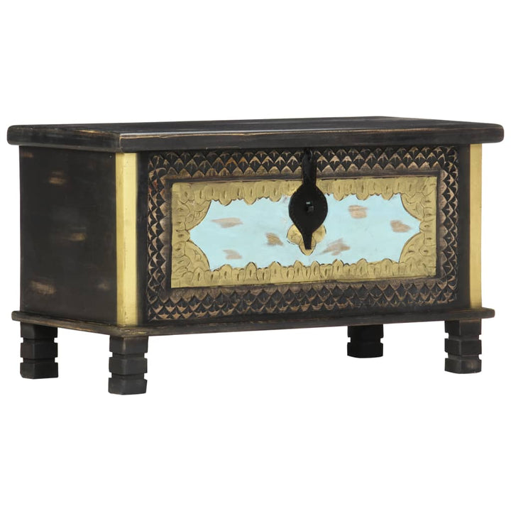 Coffre De Rangement Noir 80X40X45 Cm Bois De Manguier Massif