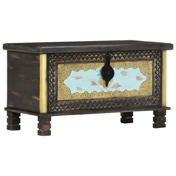 Coffre De Rangement Noir 80X40X45 Cm Bois De Manguier Massif