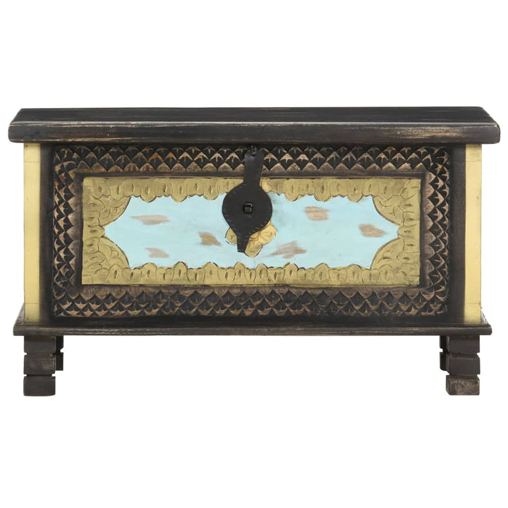 Coffre De Rangement Noir 80X40X45 Cm Bois De Manguier Massif