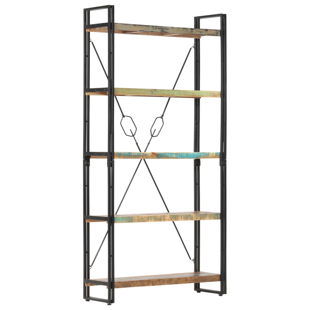 Bibliothèque 5 Niveaux 90X30X Bois Solide De Récupération Marron