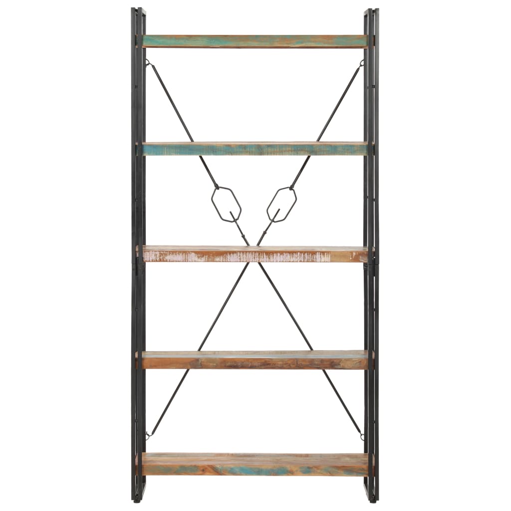 Bibliothèque 5 Niveaux 90X30X Bois Solide De Récupération Marron