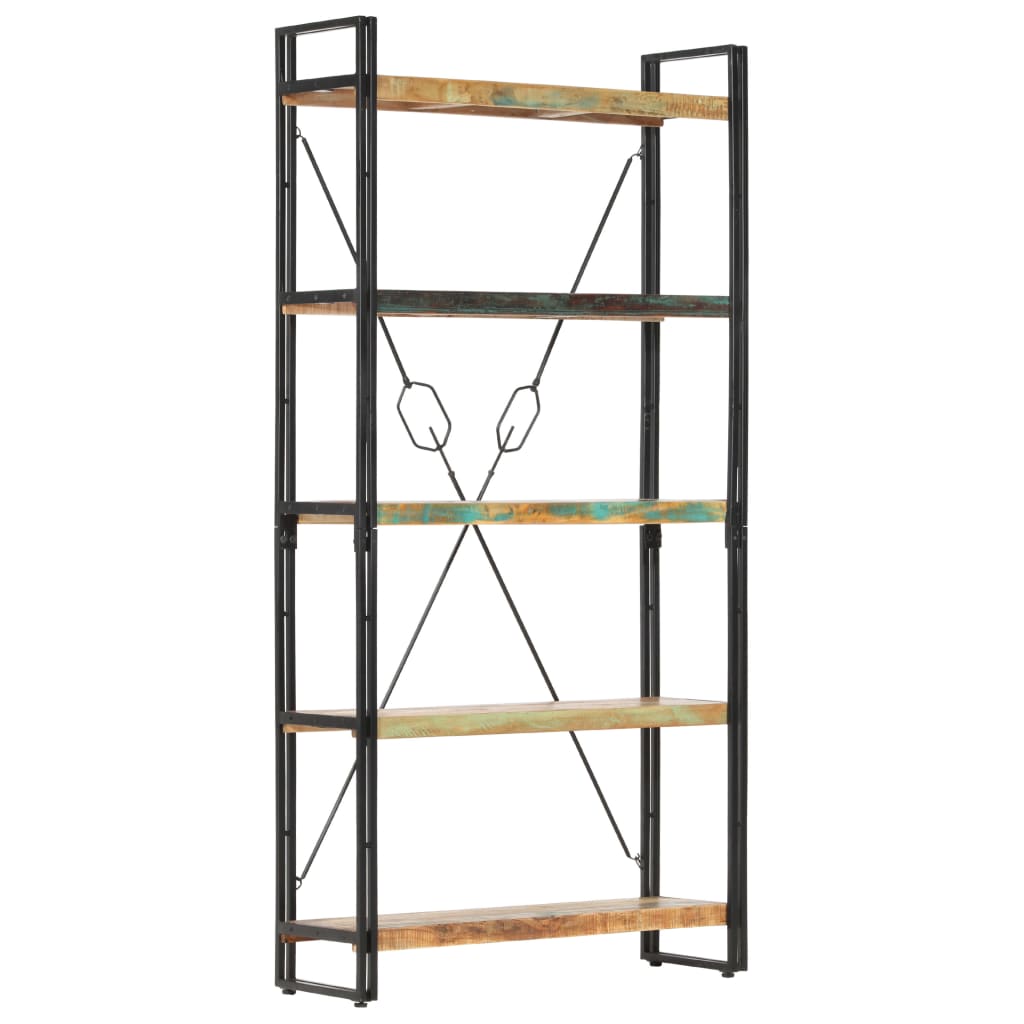 Bibliothèque 5 Niveaux 90X30X Bois Solide De Récupération Marron