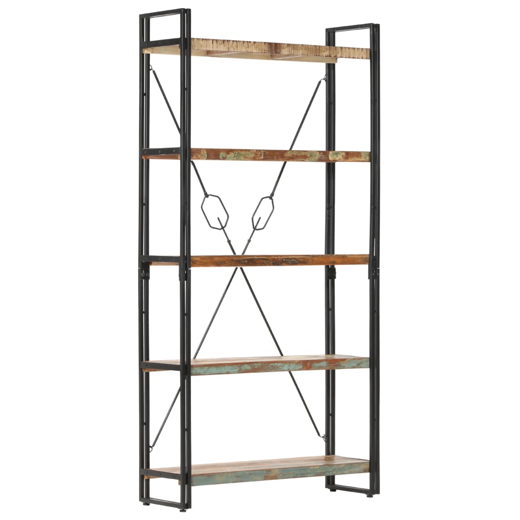Bibliothèque 5 Niveaux 90X30X Bois Solide De Récupération Marron