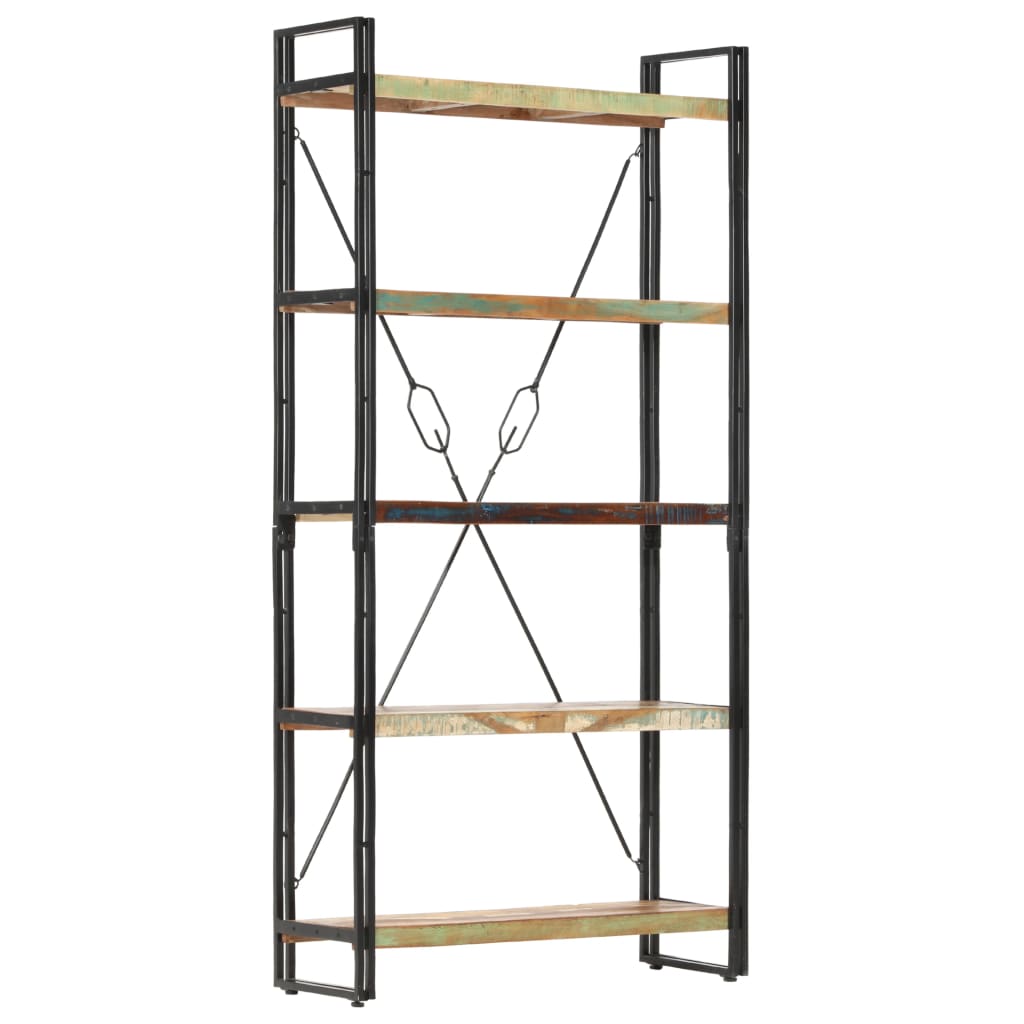 Bibliothèque 5 Niveaux 90X30X Bois Solide De Récupération Marron