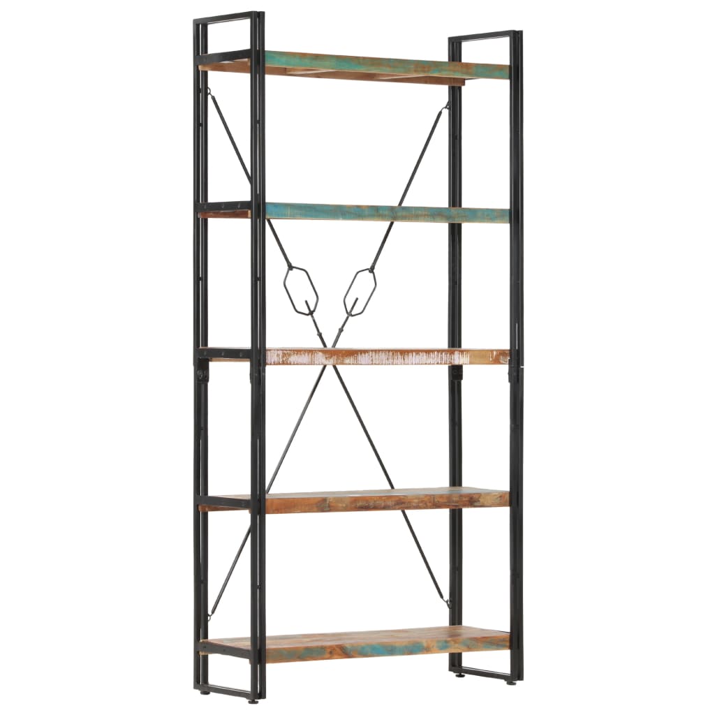 Bibliothèque 5 Niveaux 90X30X Bois Solide De Récupération Marron