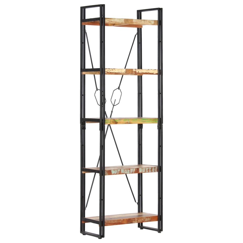 Bibliothèque 5 Niveaux 90X30X Bois Solide De Récupération Marron