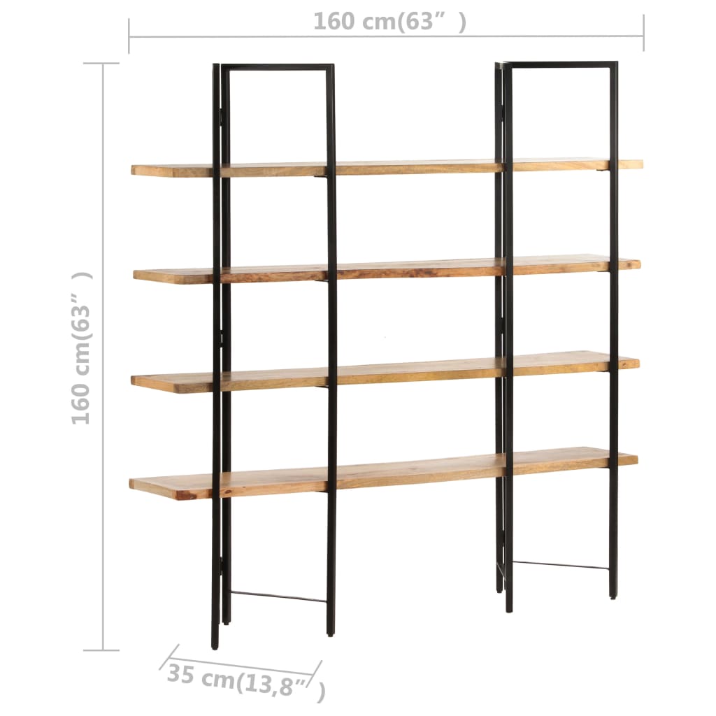 Bibliothèque À 4 Niveaux 160X35X Bois De Manguier Massif