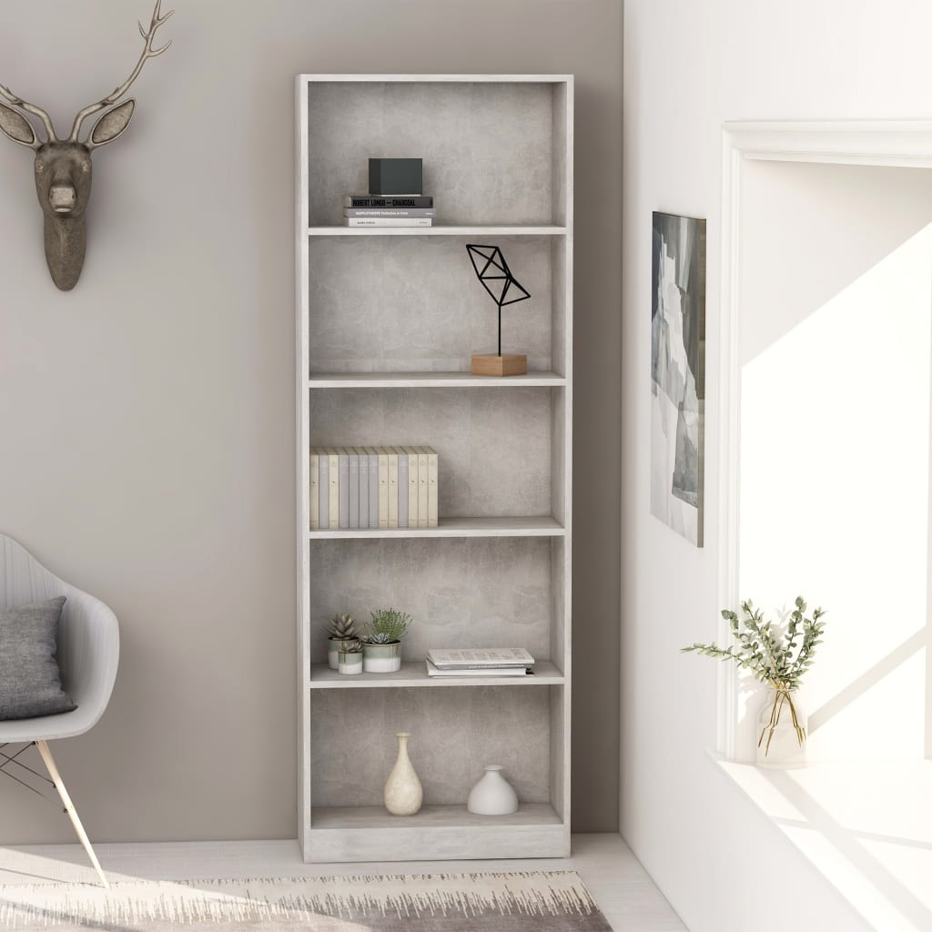 Bibliothèque À 5 Niveaux 60X24X175Cm Bois Ingénierie
