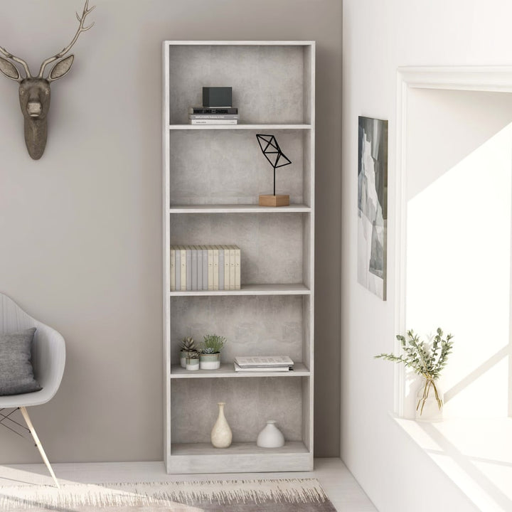 Bibliothèque À 5 Niveaux 60X24X175Cm Bois Ingénierie