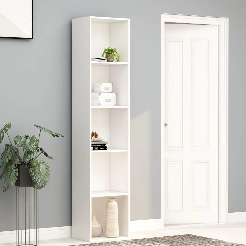 Bibliothèque À 5 Niveaux 60X30X Bois D'ingénierie Blanc