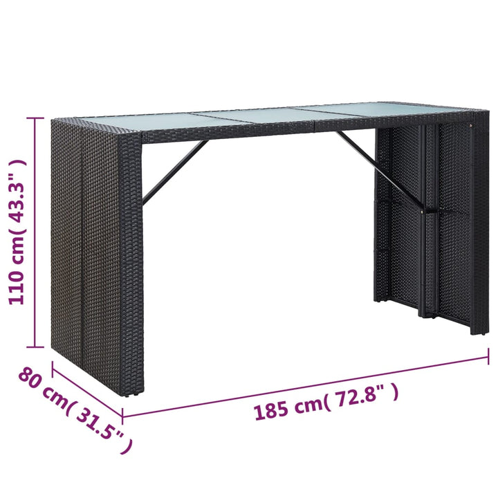 Ensemble De Bar De Jardin 7 Pcs Avec Coussins Poly Rotin