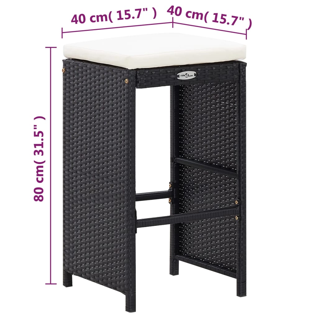 Ensemble De Bar De Jardin 7 Pcs Avec Coussins Poly Rotin