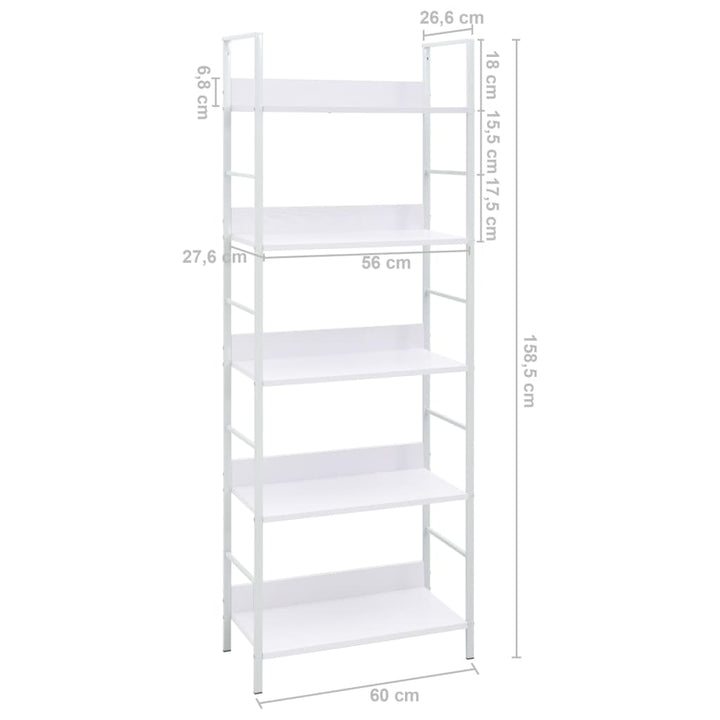 Bibliothèque À 5 Niveaux Noir 60X27,6X158,5Cm Bois D'ingénierie