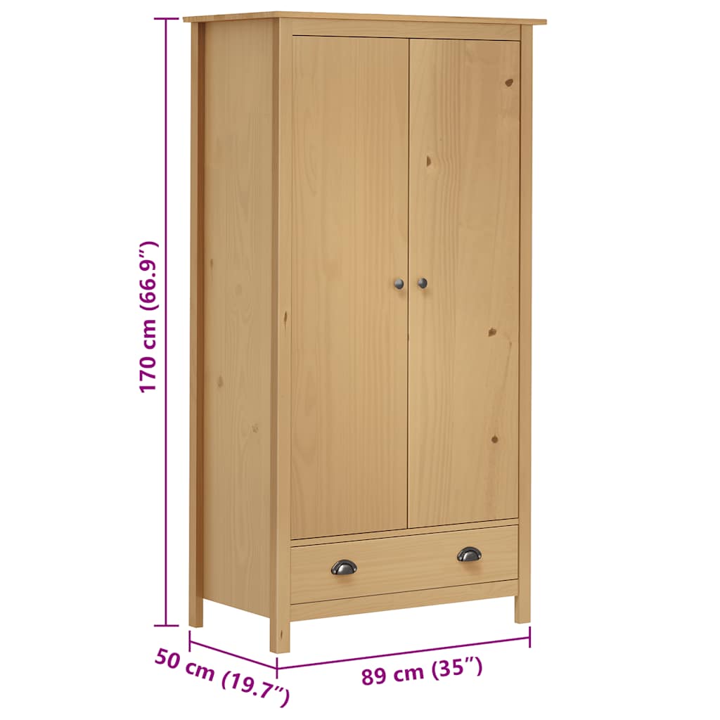 Garde-Robe À 2 Portes Hill 89X50X170 Cm Bois De Pin Solide