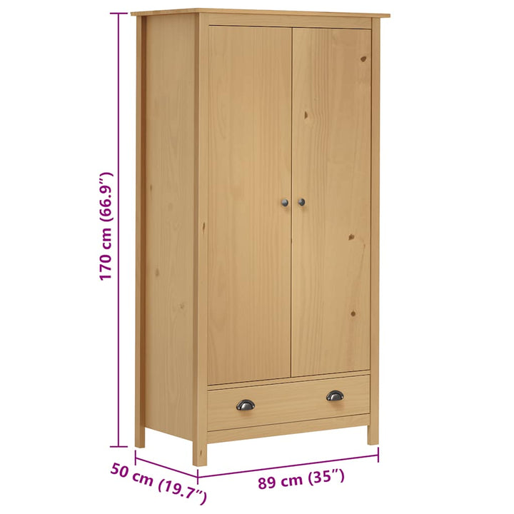 Garde-Robe À 2 Portes Hill 89X50X170 Cm Bois De Pin Solide