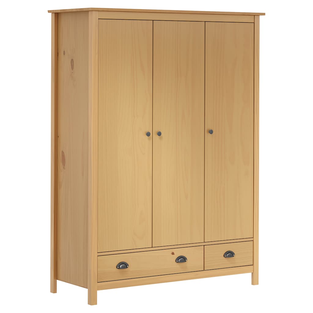 Garde-Robe À 3 Portes Hill 127X50X170 Cm Pin Solide