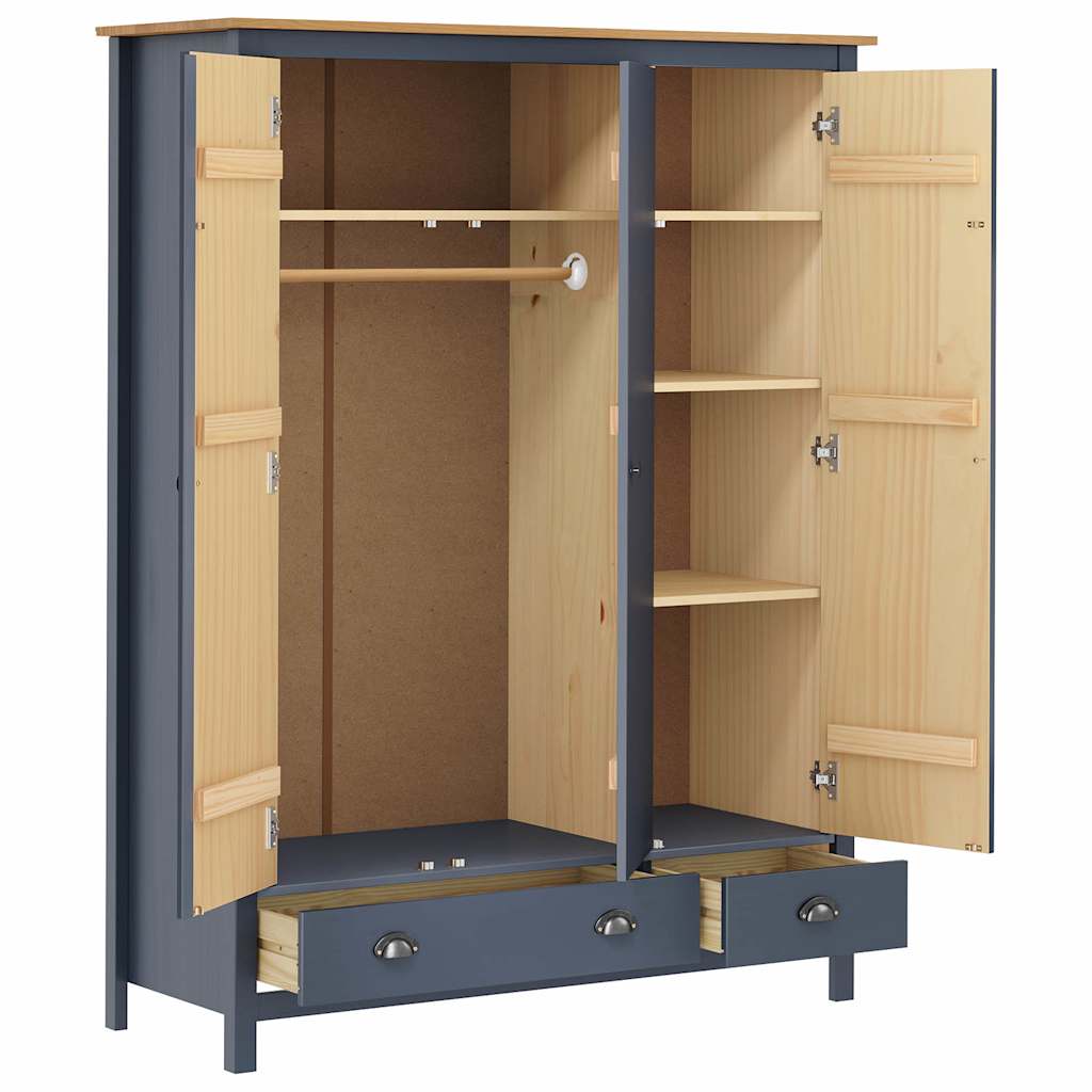 Garde-Robe À 3 Portes Hill 127X50X170 Cm Pin Solide